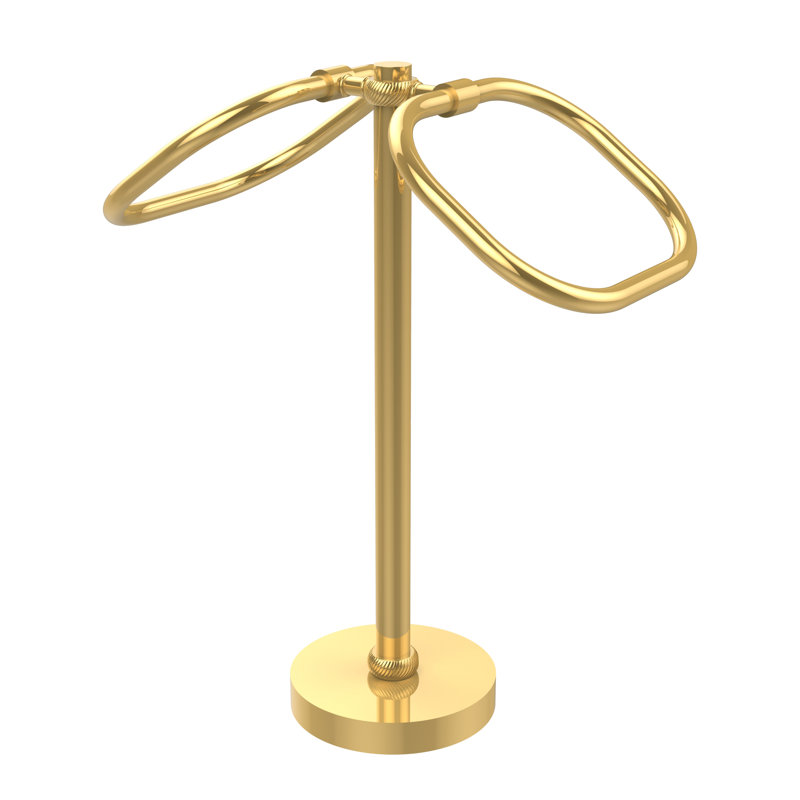 Allied Brass Free Standing Two Ring Oval Guest Towel Holder with Twist